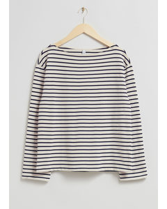 Striped Jersey Top Dark Blue/white Striped