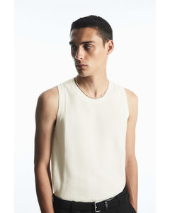 Textured Knitted Vest Off-white