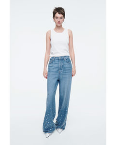 Embellished Jeans - Relaxed Mid Blue