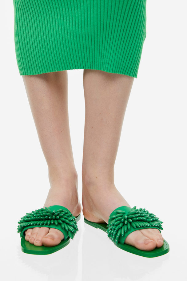 H&M Slippers Met Kralen Groen