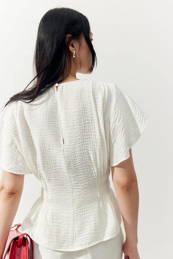 H&M Textured-weave Blouse White