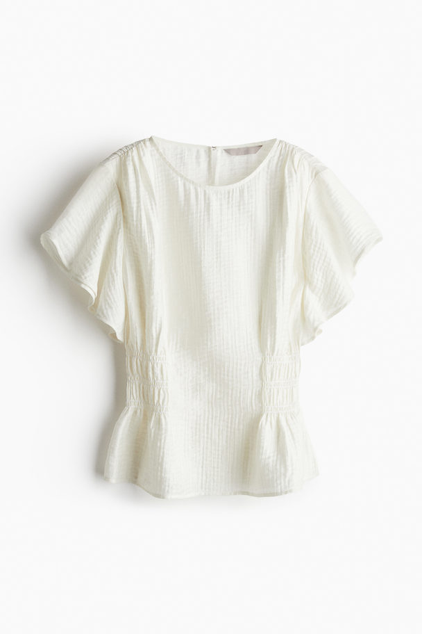 H&M Textured-weave Blouse White