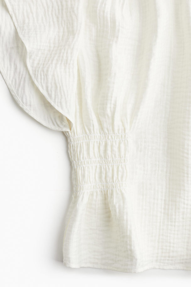 H&M Textured-weave Blouse White