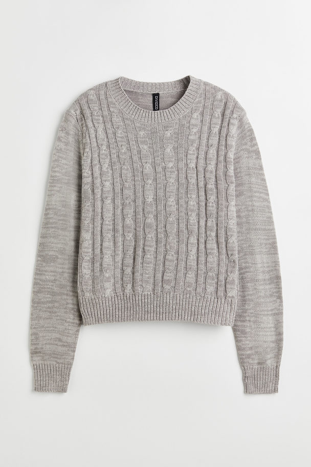 H&M Cable-knit Jumper Light Grey Marl