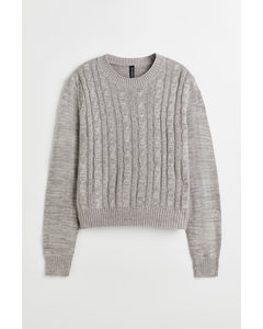 Cable-knit Jumper Light Grey Marl