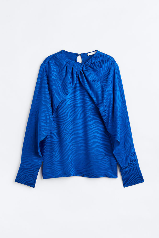 H&M Jacquard-weave Blouse Blue/patterned