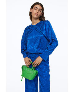 Jacquard-weave Blouse Blue/patterned