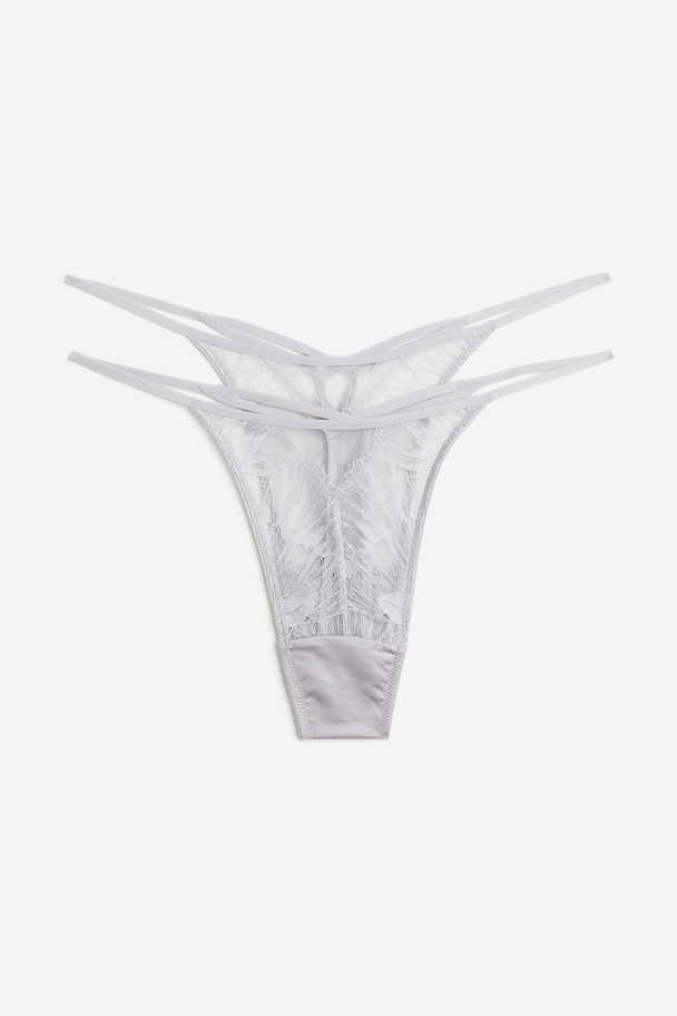 H&M 2-pack Lace Thong Briefs Light Grey
