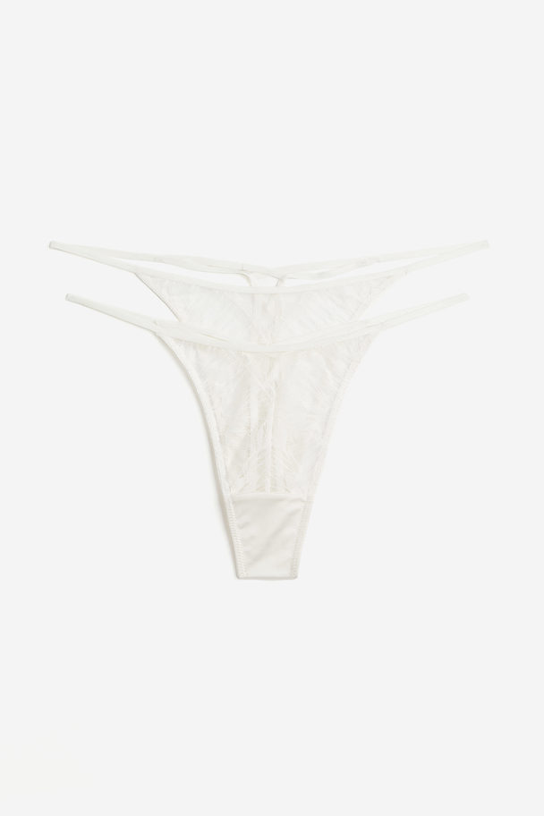 H&M 2-pack Lace Thong Briefs White