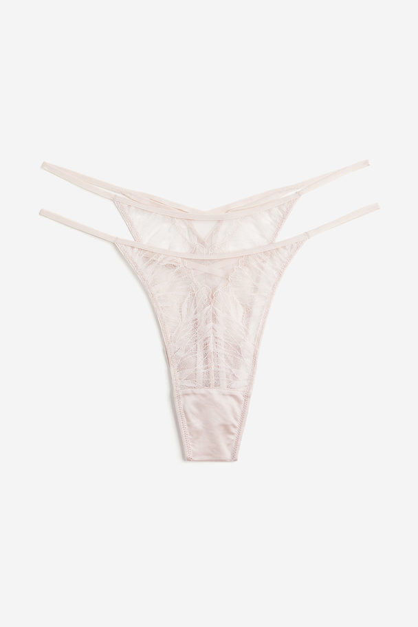 H&M 2-pack Lace Thong Briefs Powder Pink
