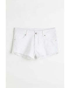 Skinny Low Denim Shorts Weiß