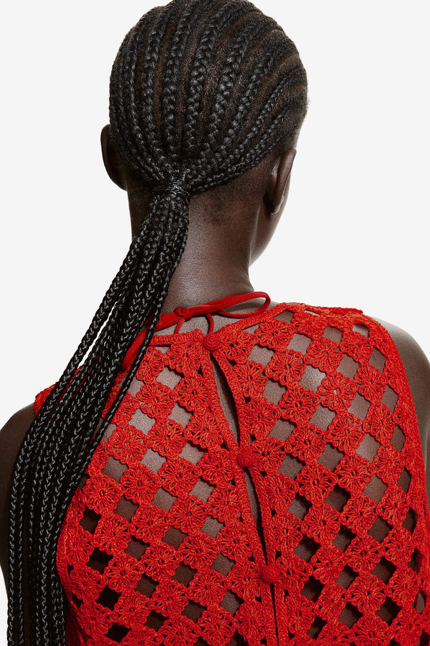 H&M Crochet-look Vest Top Bright Red