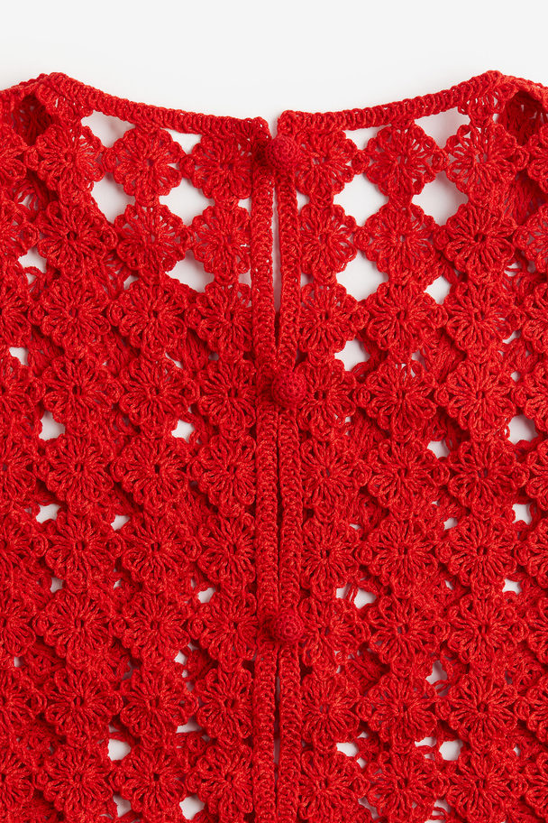 H&M Crochet-look Vest Top Bright Red