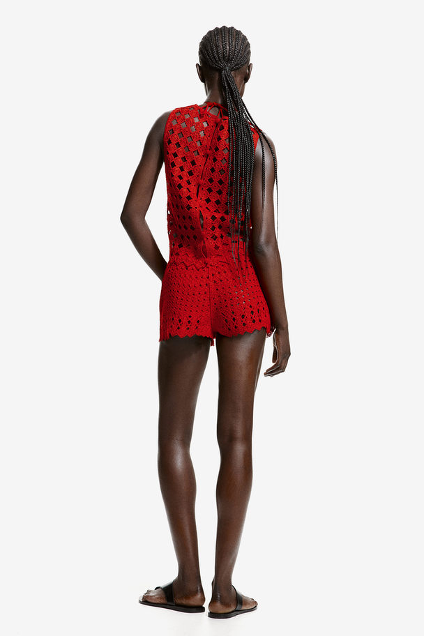 H&M Crochet-look Vest Top Bright Red