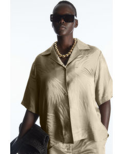 Silk-blend Jacquard Shirt Beige