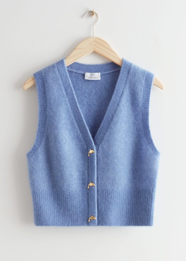 & Other Stories Dolphin Button Knit Vest Blue