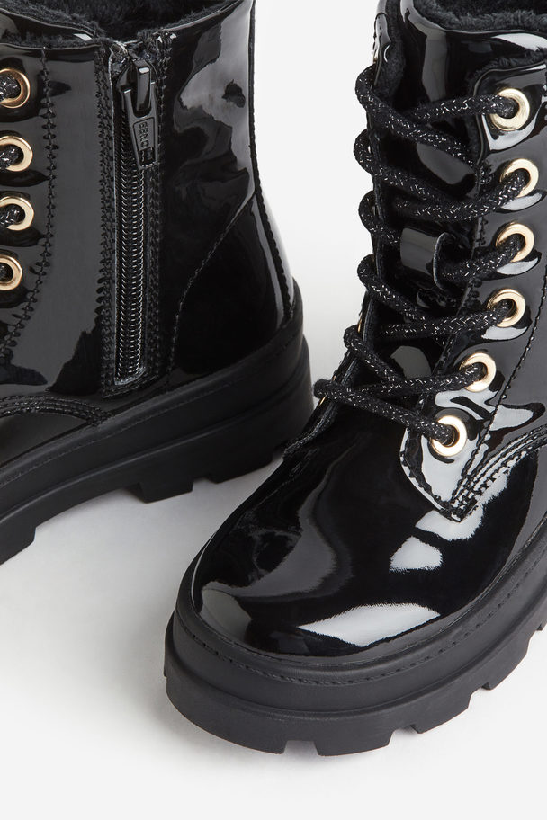 H&M Warm-lined Lace-up Boots Black