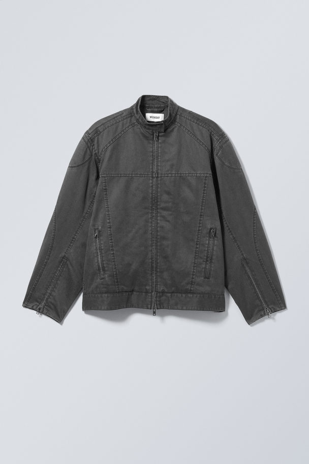 Weekday Reed Coated Biker Jacket Washed Black