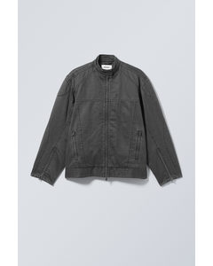 Reed Coated Biker Jacket Washed Black