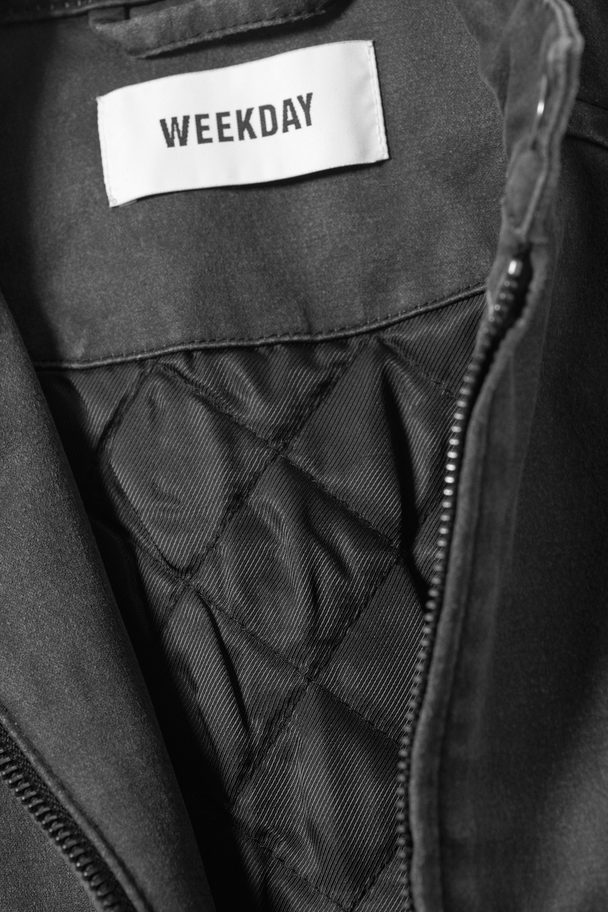 Weekday Reed Coated Biker Jacket Washed Black