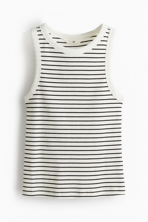 H&M Ribbed Vest Top White/striped