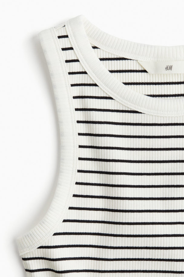 H&M Ribbed Vest Top White/striped