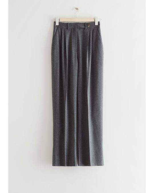 & Other Stories Straight Tweed Trousers Dark Grey