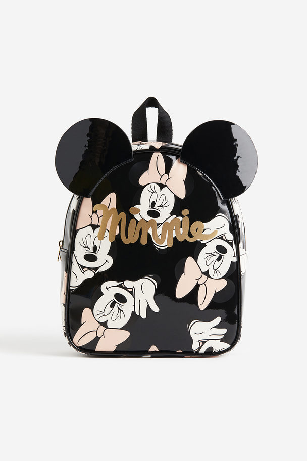 H&M Appliquéd Mini Backpack Black/minnie Mouse