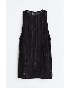 Crochet-look Beach Dress Black