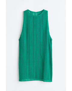 Crochet-look Beach Dress Green