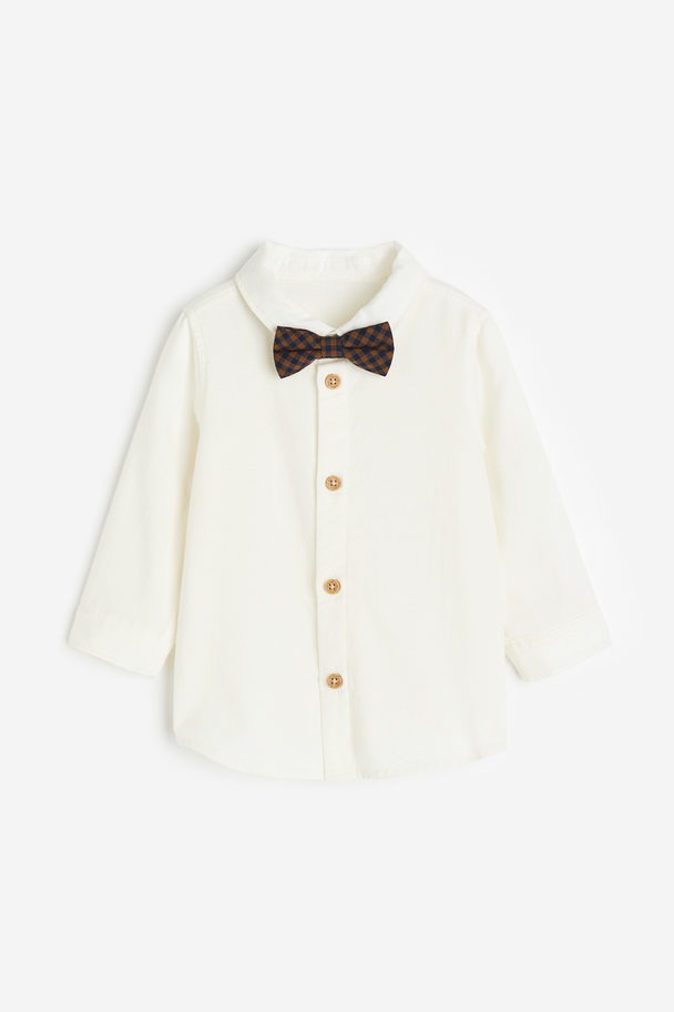 H&M Shirt And Bow Tie Cream