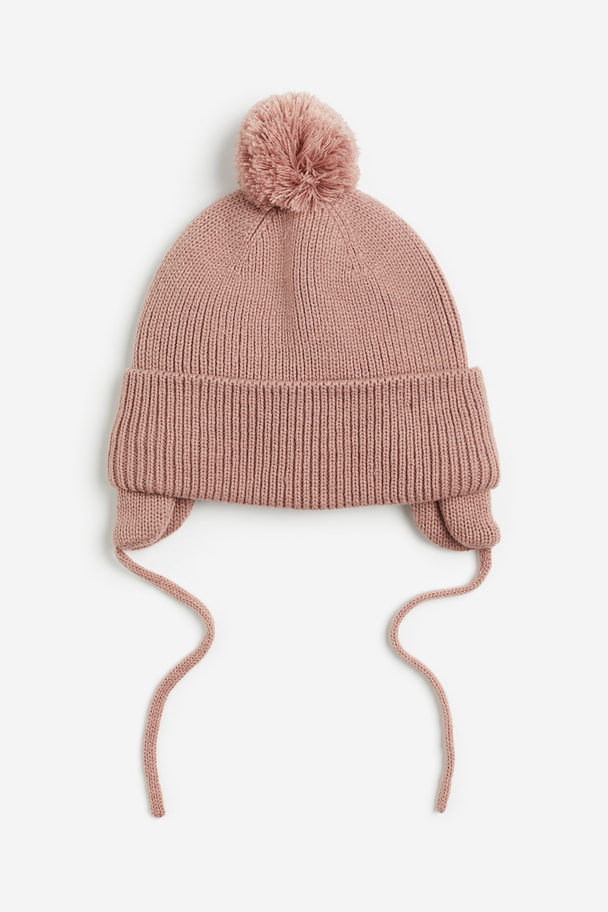H&M Lined Rib-knit Hat Dusty Pink