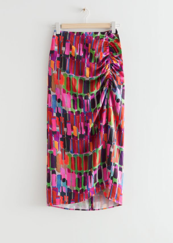 & Other Stories Printed Asymmetric Midi Skirt Pink/purple/red