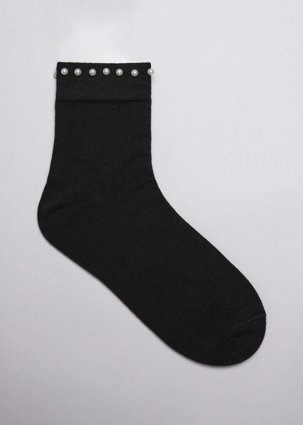 & Other Stories Pearl-embellished Socks Black