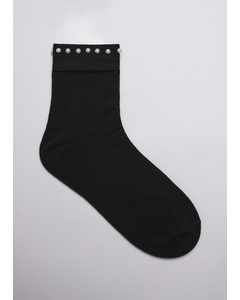 Pearl-embellished Socks Black