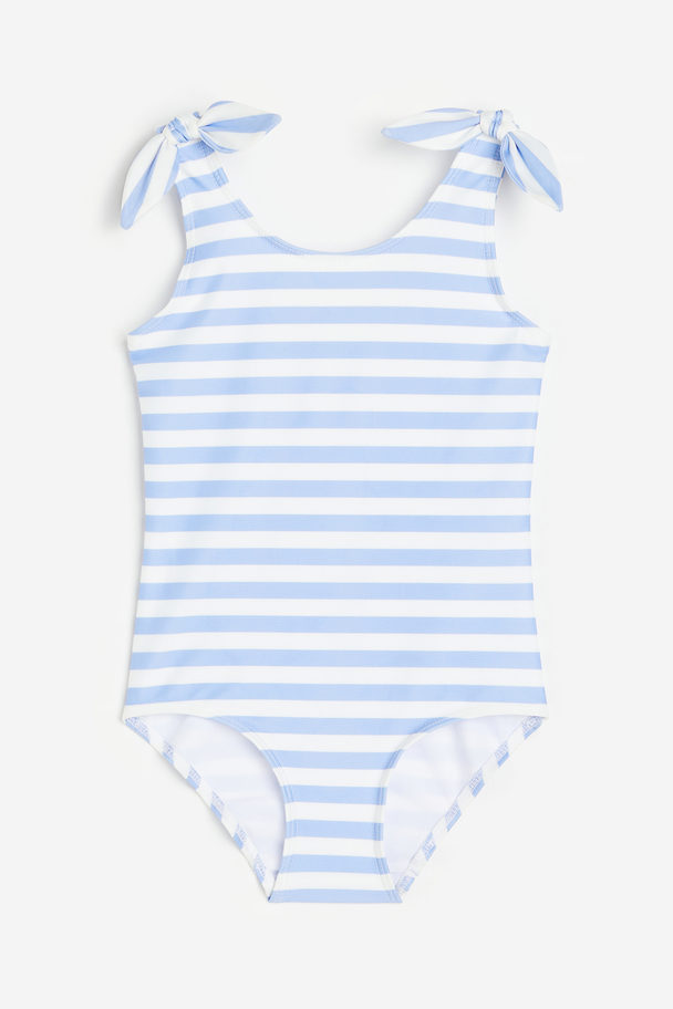 H&M Patterned Swimsuit Light Blue/striped