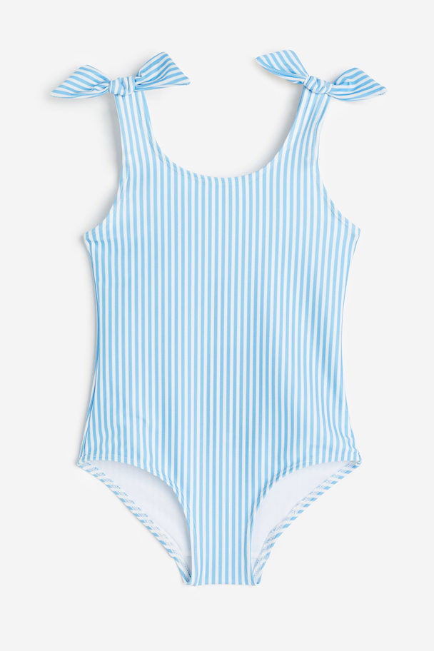 H&M Patterned Swimsuit Light Blue/striped