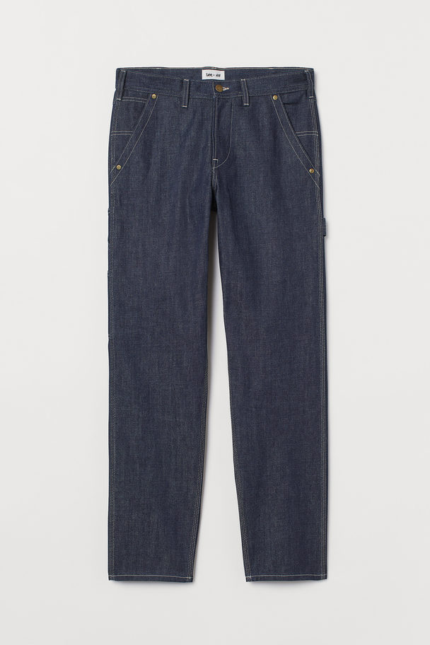 H&M Relaxed Carpenter Jeans Raw Denim Blue