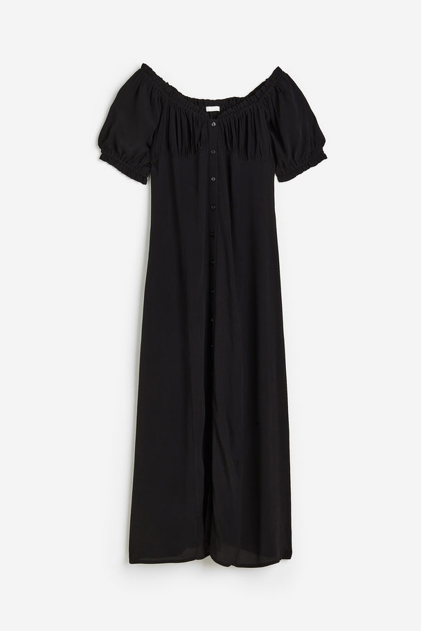 H&M Crepet Off Shoulder-kjole Sort