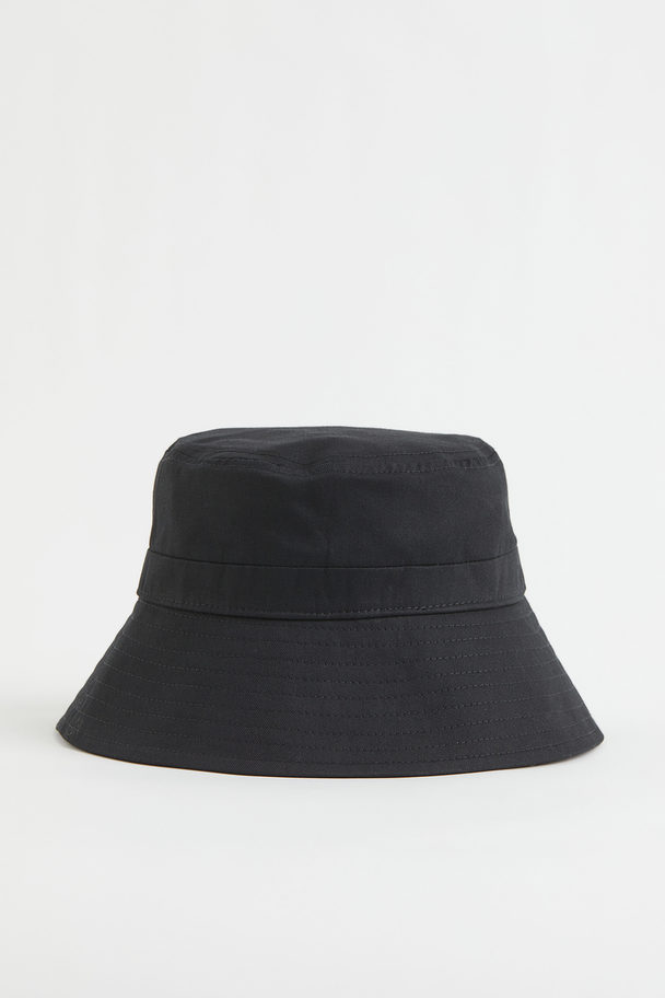 H&M Bucket Hat mit breiter Krempe Schwarz