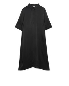 A-line Satin Dress Black