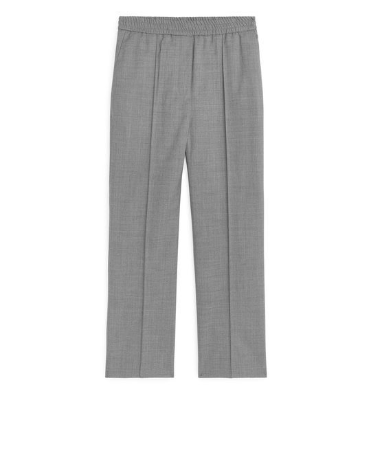 Arket Elastic Waist Wool Trousers Grey