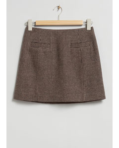 A-line Mini Skirt Brown Checked