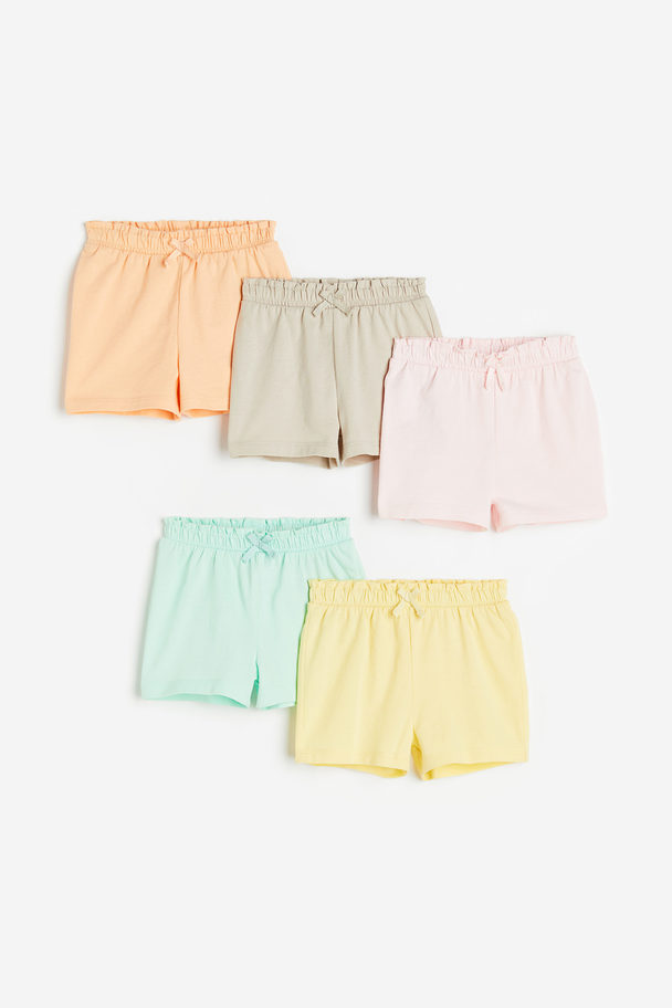 H&M 5-pack Cotton Jersey Shorts Light Yellow/light Orange