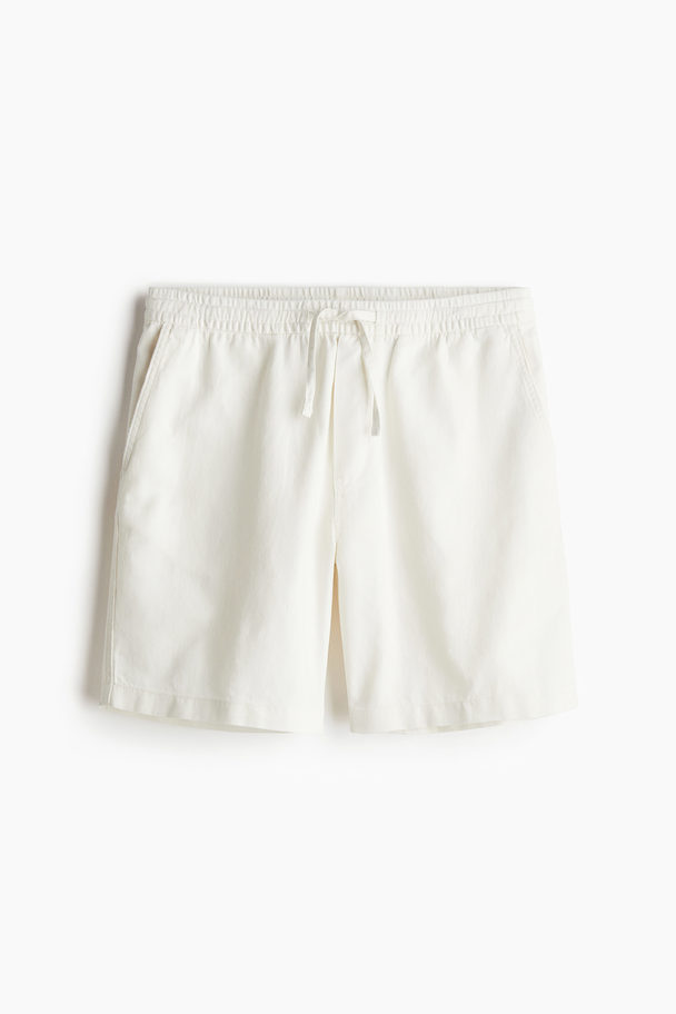 H&M Relaxed Fit Linen-blend Shorts White