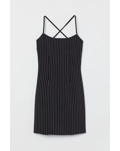 Short Dress Black/pinstriped