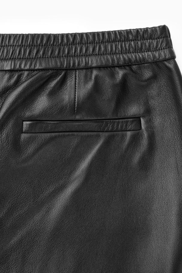 COS Straight-leg Elasticated Leather Trousers Black
