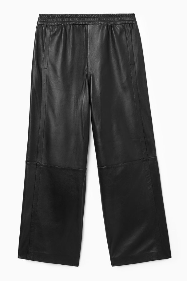 COS Straight-leg Elasticated Leather Trousers Black