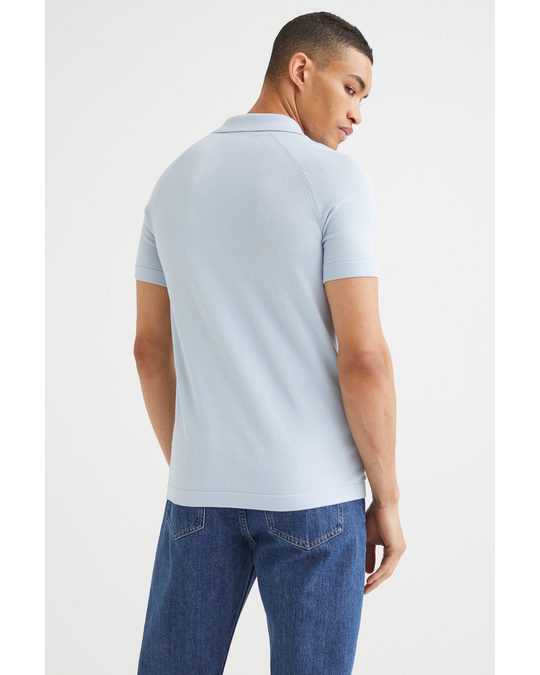 H&M Muscle Fit Polo Shirt Light Blue