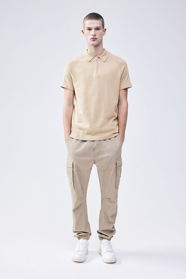 H&M Poloshirt Muscle Fit Beige